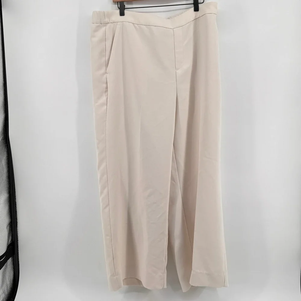 Banana Republic Hayden Wide-Leg Crepe‎ Pants Beige High-Rise XL 762785-03